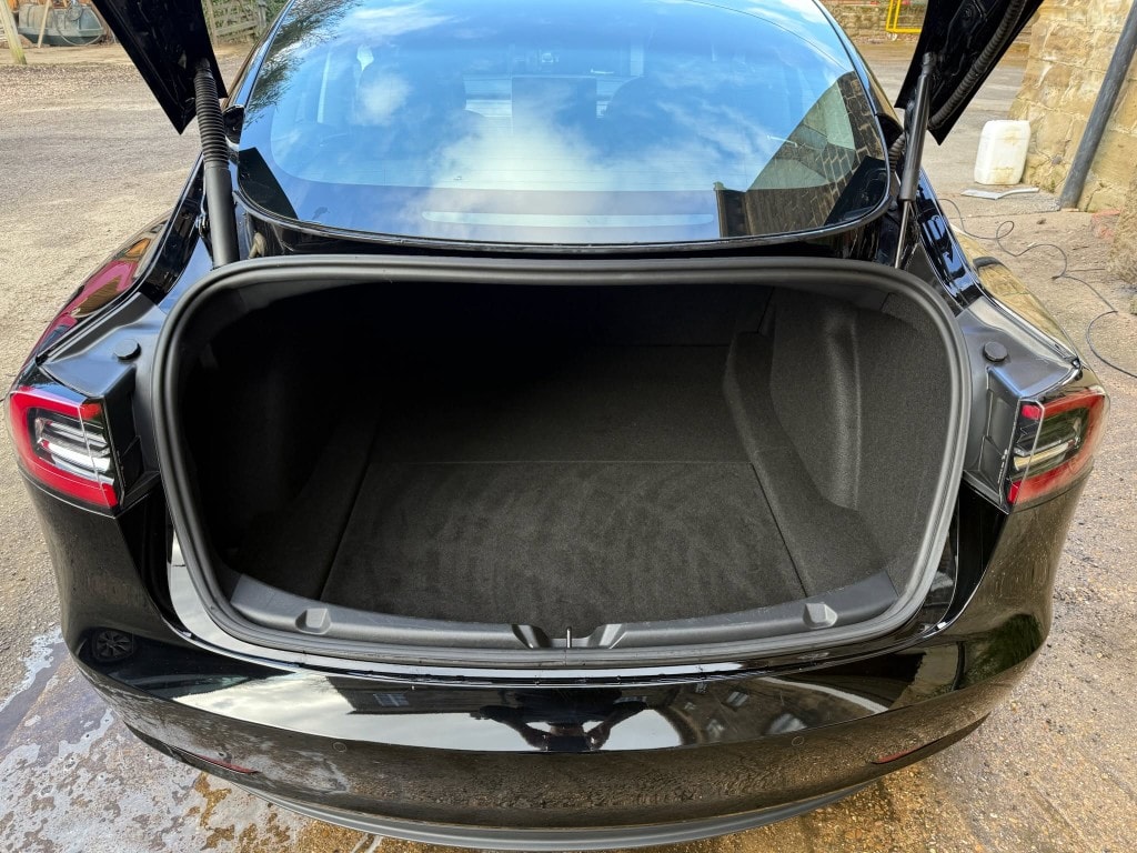 Tesla Model 3 boot — vacuumed and deep cleaned, ready for collection